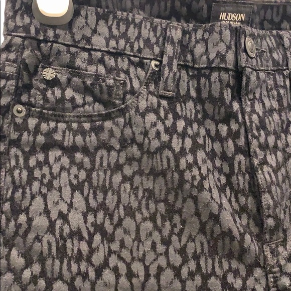 Hudson Black Velvet High Waisted Leopard Jeans - Picture 4 of 6